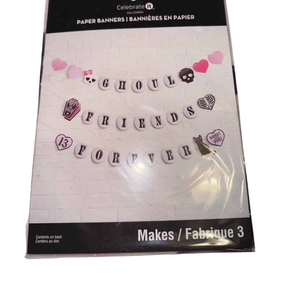 Ghoul Friends Forever Halloween Paper Banner Kit - Makes 3 Banners Celebrate It